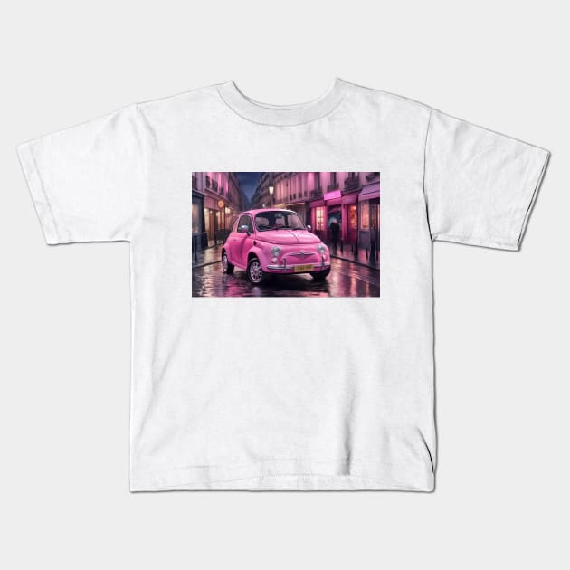 Pink Fiat 500 Kids T-Shirt by DeVerviers